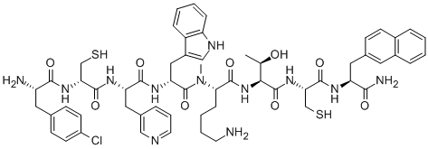 H-P-CHLORO-PHE-D-CYS-Β-(3-PYRIDYALA-D-TRP-N-ME-LYS-THR-CYS-2-NAL-NH TRIFLUOROACETATE SALT (DISULFIDE BOND), 341519-04-8, 結(jié)構(gòu)式