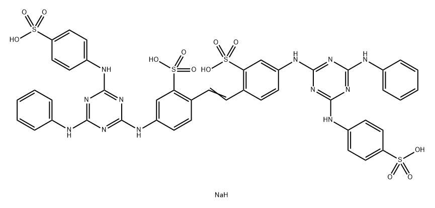 tetrasodium 4,4'-bis[[4-anilino-6-(p-sulphonatoanilino)-1,3,5-triazin-2-yl]amino]stilbene-2,2'-disulphonate Struktur