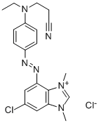 6-chloro-4-[[4-[(2-cyanoethyl)ethylamino]phenyl]azo]-1,3-dimethyl-1H-benzimidazolium chloride Struktur