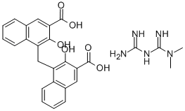 4,4'-methylenebis[3-hydroxy-2-naphthoic] acid, compound with 1,1-dimethylbiguanide (1:2)     Struktur