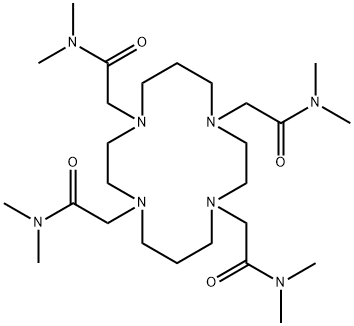 1,4,8,11-Tetrakis(dimethylaminocarbonylmethyl)-1,4,8,11-tetraazacyclotetradecane Struktur