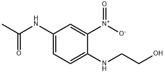 N-{[4-(2-Hydroxyethyl)amino]-3-nitrophenyl}acetamide, 2-[(4-Acetamido-2-nitrophenyl)amino]ethan-1-ol, 5-Acetamido-2-[(2-hydroxyethyl)amino]nitrobenzene Struktur