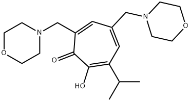 2-Hydroxy-3-isopropyl-5,7-bis(morpholinomethyl)-2,4,6-cycloheptatriene-1-one Struktur