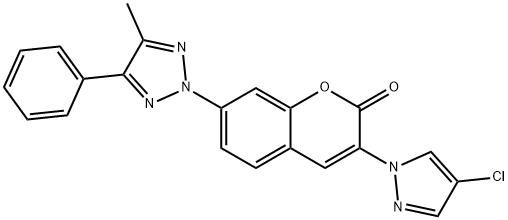 3-(4-chloro-1H-pyrazol-1-yl)-7-(4-methyl-5-phenyl-2H-1,2,3-triazol-2-yl)-2-benzopyrone Struktur