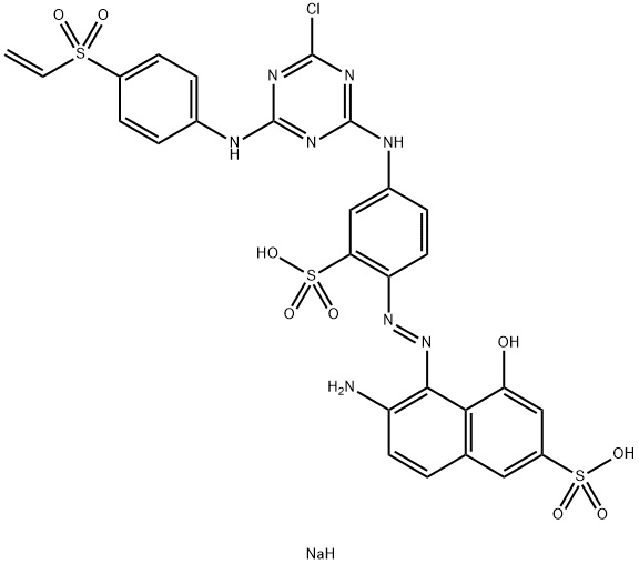 6-Amino-5-[[4-[[4-chloro-6-[[4-(ethenylsulfonyl)phenyl]amino]-1,3,5-triazin-2-yl]amino]-2-sulfophenyl]azo]-4-hydroxy-2-naphthalenesulfonic acid disodium salt Struktur