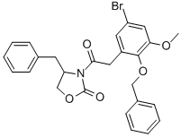 3-[[5-BROMO-3-METHOXY-2-(PHENYLMETHOXY)PHENYL]ACETYL]-4-(PHENYLMETHYL)-2-OXAZOLIDINONE Struktur