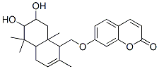 (-)-7-[(1,4,4a,5,6,7,8,8a-Octahydro-6,7-dihydroxy-2,5,5,8a-tetramethylnaphthalen-1-yl)methoxy]-2H-1-benzopyran-2-one Struktur