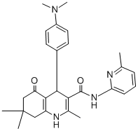 4-[4-(dimethylamino)phenyl]-2,7,7-trimethyl-N-(6-methyl-2-pyridinyl)-5-oxo-1,4,5,6,7,8-hexahydro-3-quinolinecarboxamide Struktur