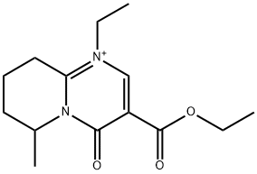 4H-Pyrido(1,2-a)pyrimidinium, 6,7,8,9-tetrahydro-3-(ethoxycarbonyl)-1-ethyl-6-methyl-4-oxo- Struktur