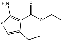 3-Thiophenecarboxylicacid,2-amino-4-ethyl-,ethylester(9CI) Struktur