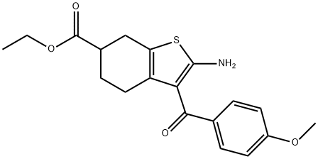 BENZO[B]THIOPHENE-6-CARBOXYLIC ACID, 2-AMINO-4,5,6,7-TETRAHYDRO-3-(4-METHOXYBENZOYL)-, ETHYL ESTER Struktur