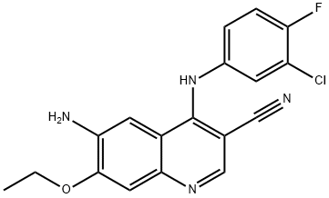 6-amino-4-(3-chloro-4-fluorophenylamino)-7-ethoxyquinoline-3-carbonitrile Struktur