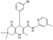 4-(3-bromophenyl)-2,7,7-trimethyl-N-(4-methyl-2-pyridinyl)-5-oxo-1,4,5,6,7,8-hexahydro-3-quinolinecarboxamide Struktur