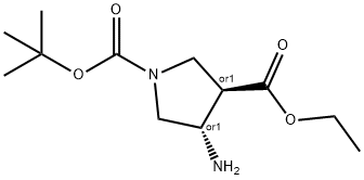 TRANS-4-AMINO-1-N-BOC-3-PYRROLIDINECARBOXYLIC ACID ETHYL ESTER
 Struktur