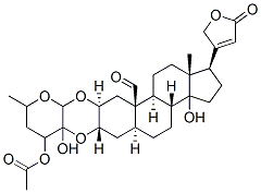 [2alpha(2S,3S,4S,6R),3beta,5alpha]-2,3-[[4-acetoxytetrahydro-3-hydroxy-6-methyl-2H-pyran-3,2-diyl]bis(oxy)]-14-hydroxy-19-oxocard-20(22)-enolide Struktur