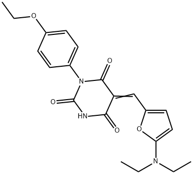 2,4,6(1H,3H,5H)-Pyrimidinetrione,  5-[[5-(diethylamino)-2-furanyl]methylene]-1-(4-ethoxyphenyl)- Struktur