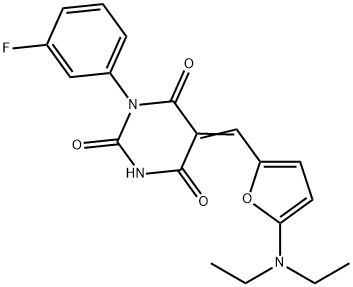 2,4,6(1H,3H,5H)-Pyrimidinetrione,  5-[[5-(diethylamino)-2-furanyl]methylene]-1-(3-fluorophenyl)- Struktur