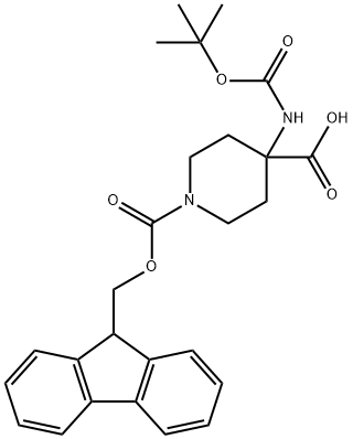 4-(Boc-amino)-1-(Fmoc-piperidinyl)-4-carboxylic Acid Struktur