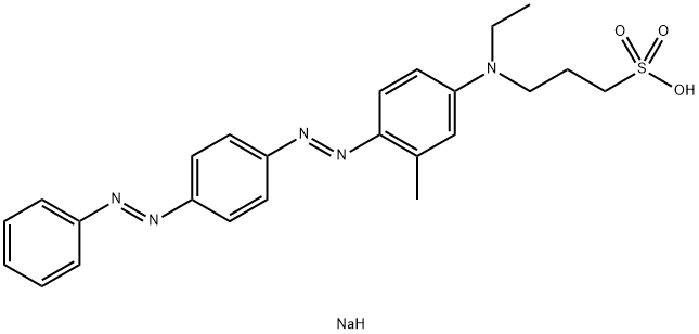 sodium 3-[ethyl[3-methyl-4-[[4-(phenylazo)phenyl]azo]phenyl]amino]propanesulphonate Struktur