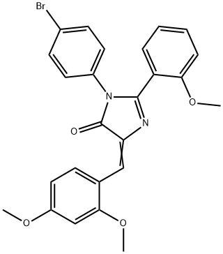 4H-Imidazol-4-one,  3-(4-bromophenyl)-5-[(2,4-dimethoxyphenyl)methylene]-3,5-dihydro-2-(2-methoxyphenyl)- Struktur