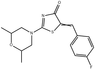 2-(2,6-dimethyl-4-morpholinyl)-5-(4-fluorobenzylidene)-1,3-thiazol-4(5H)-one Struktur