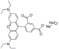 Xanthylium, 9-(2,4-dicarboxyphenyl)-3,6-bis(diethylamino)-, chloride, disodium salt Struktur