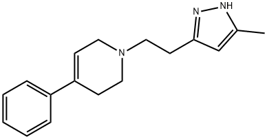 5-Methyl-3-[2-[(4-phenyl-1,2,3,6-tetrahydropyridin)-1-yl]ethyl]-1H-pyrazole Struktur