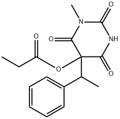 1-Methyl-5-(1-phenylethyl)-5-propionyloxy-2,4,6(1H,3H,5H)-pyrimidinetrione Struktur