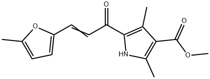 1H-Pyrrole-3-carboxylicacid,2,4-dimethyl-5-[3-(5-methyl-2-furanyl)-1-oxo-2-propenyl]-,methylester(9CI) Struktur