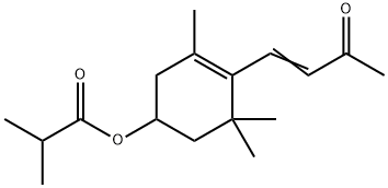 2-Methylpropanoic acid 3,5,5-trimethyl-4-(3-oxo-1-butenyl)-3-cyclohexen-1-yl ester Struktur