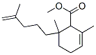 2,6-Dimethyl-6-(4-methyl-4-pentenyl)-2-cyclohexene-1-carboxylic acid methyl ester Struktur