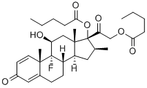 9-fluoro-11beta,17,21-trihydroxy-16beta-methylpregna-1,4-diene-3,20-dione 17,21-di(valerate) Struktur