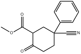 Cyclohexanecarboxylic acid, 5-cyano-2-oxo-5-phenyl-, Methyl ester Struktur