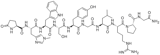 PYR-HIS(1-ME)-TRP-SER-TYR-GLY-LEU-ARG-PRO-GLY-NH2 TFA Struktur