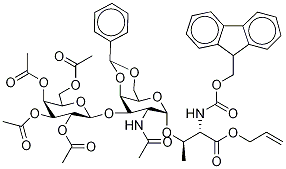 O- [2-乙酰氨基-4,6-O-亞芐基-2-脫氧-3-O-(2,3,4,6-四-O-乙?；鵅D吡喃半乳糖基)-Α-D-吡喃半乳糖] -N- FMOC-L-蘇氨酸烯丙酯, 384346-85-4, 結構式