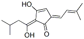 3-Hydroxy-2-(1-hydroxy-3-methylbutylidene)-5-(3-methyl-2-butenylidene)-3-cyclopenten-1-one Struktur