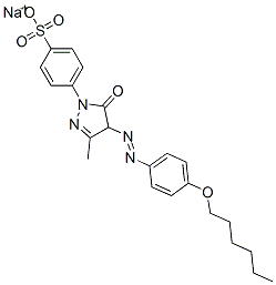 sodium 4-(4-((4-(hexyloxy)phenyl)azo)-4,5-dihydro-3-methyl-5-oxo-1H-pyrazol-1-yl)benzenesulphonate Struktur