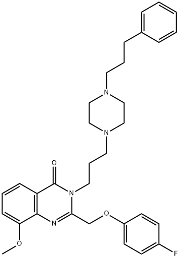 4(3H)-Quinazolinone,  2-[(4-fluorophenoxy)methyl]-8-methoxy-3-[3-[4-(3-phenylpropyl)-1-piperazinyl]propyl]- Struktur