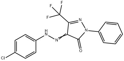 (Z)-4-(2-(4-CHLOROPHENYL)HYDRAZONO)-1-PHENYL-3-(TRIFLUOROMETHYL)-1H-PYRAZOL-5(4H)-ONE Struktur