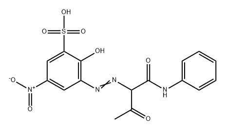 3-[[1-[(anilino)carbonyl]-2-oxopropyl]azo]-2-hydroxy-5-nitrobenzenesulphonic acid Struktur