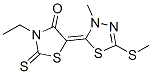 3-ethyl-5-[3-methyl-5-(methylthio)-1,3,4-thiadiazol-2(3H)-ylidene]rhodanine Struktur