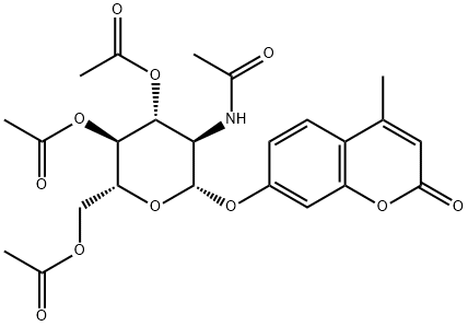 4'-METHYLUMBELLIFERYL-2-ACETAMIDO-3,4,6-TRI-ACETYL-2-DEOXY-BETA-D-GLUCOPYRANOSIDE Struktur