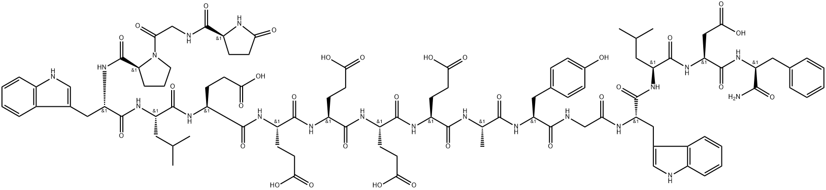 PYR-GLY-PRO-TRP-LEU-GLU-GLU-GLU-GLU-GLU-ALA-TYR-GLY-TRP-LEU-ASP-PHE-NH2 Struktur