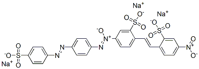 trisodium 2-[2-(4-nitro-2-sulphonatophenyl)vinyl]-5-[[4-[(4-sulphonatophenyl)azo]phenyl]-NNO-azoxy]benzenesulphonate Struktur