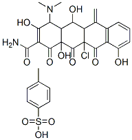 11a-chloro-4-(dimethylamino)-1,4,4a,5,5a,6,11,11a,12,12a-decahydro-3,5,10,12a-tetrahydroxy-6-methylene-1,11,12-trioxonaphthacene-2-carboxamide mono(toluene-p-sulphonate) Struktur