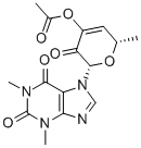 1H-Purine-2,6-dione, 3,7-dihydro-7-(4-(acetyloxy)-3,6-dihydro-6-methyl -3-oxo-2H-pyran-2-yl)-1,3-dimethyl-, (2S-cis)- Struktur