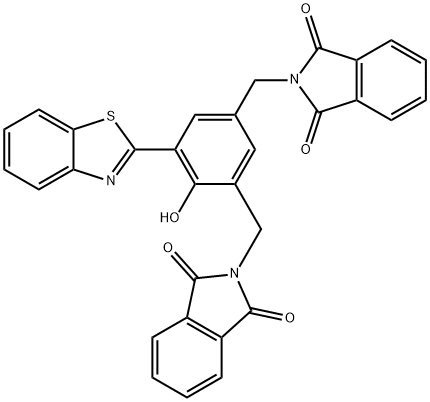 N,N'-[[5-(benzothiazol-2-yl)-4-hydroxy-1,3-phenylene]bis(methylene)]bisphthalimide Struktur