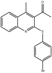 1-{2-[(4-bromophenyl)sulfanyl]-4-methyl-3-quinolinyl}-1-ethanone Struktur