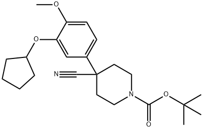 1-BOC-4-CYANO-4-[3-(CYCLOPENTYLOXY)-4-METHOXYPHENYL]-PIPERIDINE Struktur