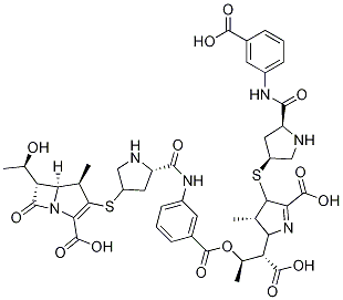 (4R,5S,6S)-3-[[(3S,5S)-5-[[[3-[[(1R,2S)-2-Carboxy-2-[(2S,3R)-5-carboxy-4-[[(3S,5S)-5-[[(3-carboxyphenyl)aMino]carbonyl]-3-pyrrolidinyl]thio]-3,4-dihydro-3-Methyl-2H-pyrrol-2-yl]-1-Methylethoxy]carbonyl]phenyl]aMino]carbonyl]-3-pyrrolidinyl]thio]-6-[(1R)-1-hydroxyethyl]-4-Methyl-7-oxo-1-azabicyclo[3.2.0]hept-2-ene-2-carboxylic Acid Struktur